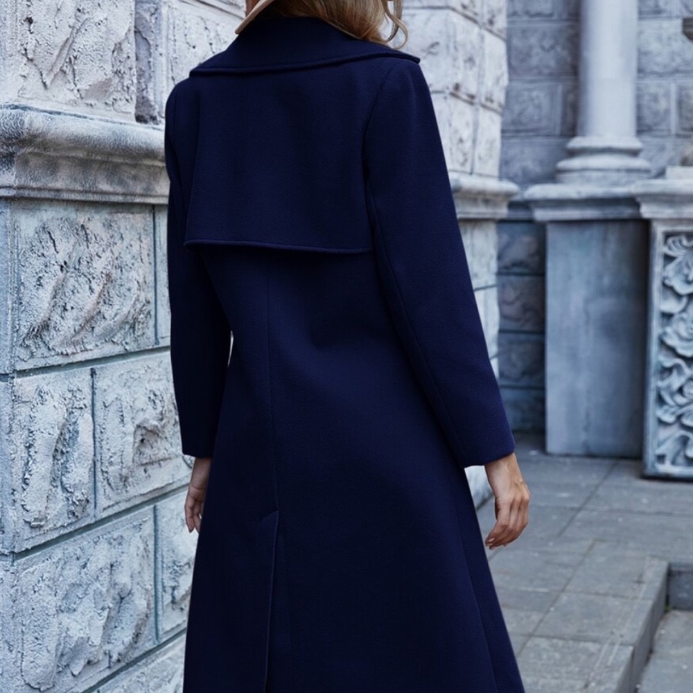 Camel double breasted button trench pea coat - Picture 11 of 16